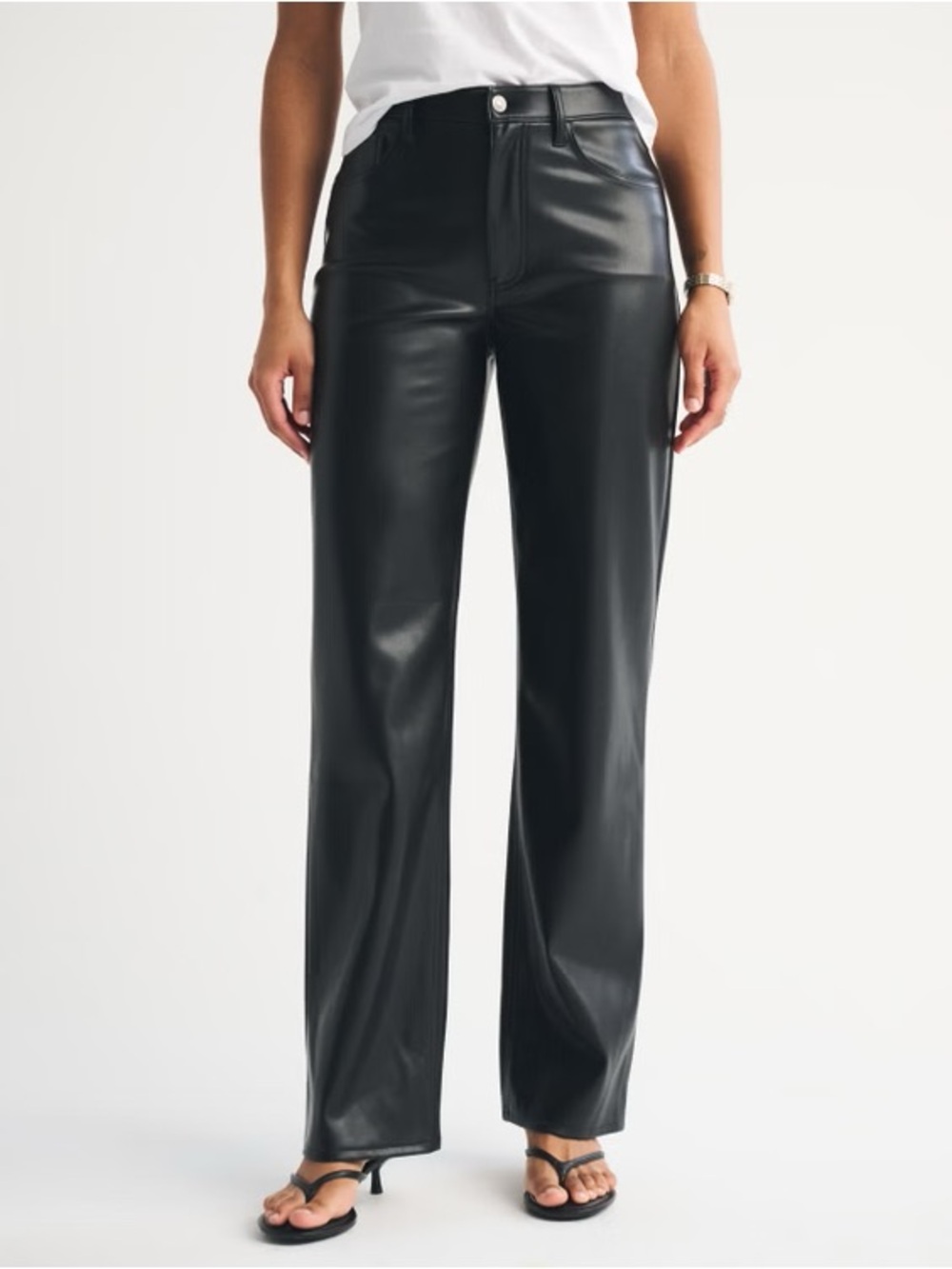 Abercrombie & Fitch Women’s Curve Love Black Faux Leather Pants